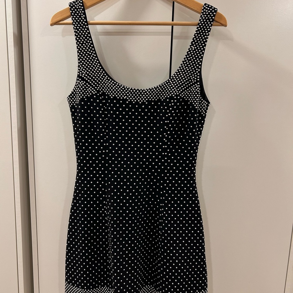 Karen Millen Studded Ponte Jersey Strappy Mini Black Dress